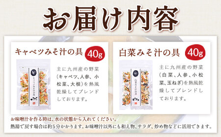 国産 乾燥野菜 みそ汁 2種セット キャベツ 2袋 白菜 2袋 合計 4袋 吉良食品 《30日以内に出荷予定(土日祝除く)》 熊本県 大津町 野菜 乾燥野菜 味噌汁 みそ汁 時短 簡単 便利