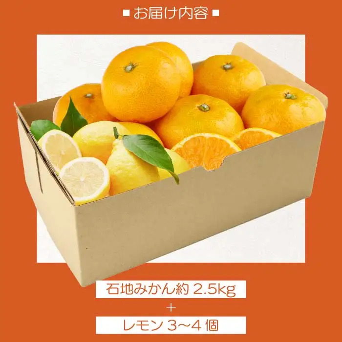石地みかん 2.5kg レモン3～4個《2026年12月発送予定》栽培期間中 防腐剤 ワックス 不使用 おくはち農園 旬 柑橘 かんきつ フルーツ 果物 瀬戸内 166023
