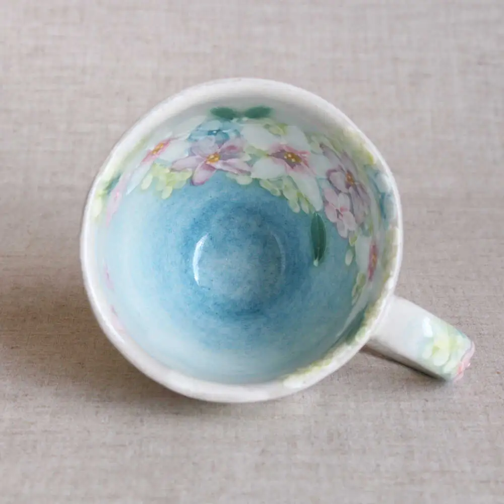 【瀬戸焼】「工房 ゆずりは」 薄紅花景色 マグカップ 1個 【松本陶器株式会社】 / マグ 食器 コーヒーカップ ティーカップ / 瀬戸市[BBDX016]