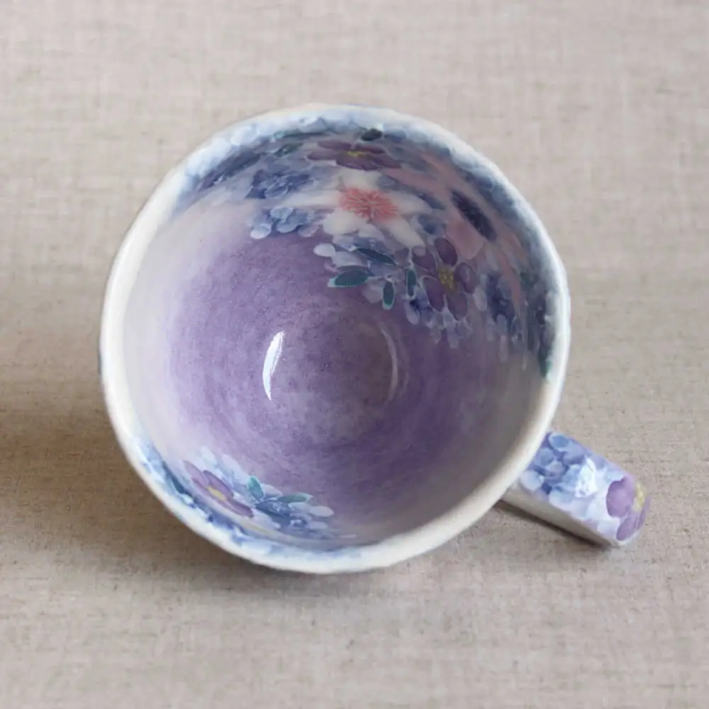 【瀬戸焼】「工房 ゆずりは」 彩紫小花 マグカップ 1個 【松本陶器株式会社】 / マグ 食器 コーヒーカップ ティーカップ / 瀬戸市[BBDX018]