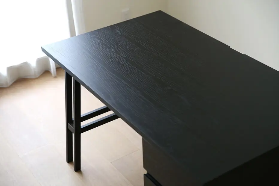 【開梱設置】高野木工 プレーンデスク SET5 オーク黒塗装（W120×D70cm）【10年保証】