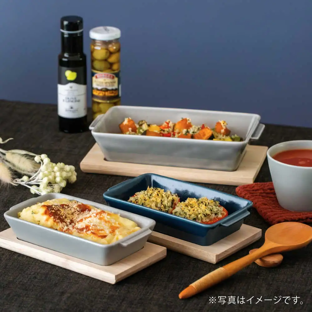 【波佐見焼】OVENWARE スクエア M〈ブルー・グレー〉2点セット【西海陶器】[OA511]