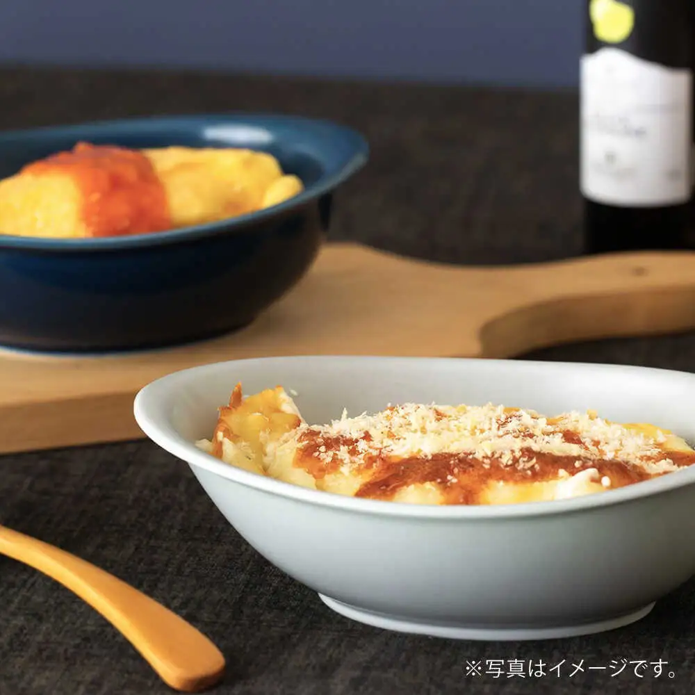 【波佐見焼】OVENWARE オーバル M〈ブルー・グレー〉2点セット【西海陶器】[OA514]