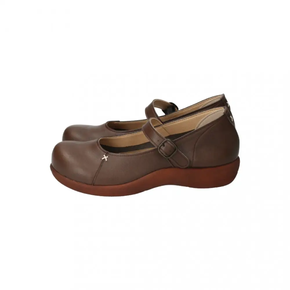 1本ベルトコンフォートシューズ｜ブラウン L(24.0cm) レディース スリッポン 幅広 甲高 外反母趾 ゆったり幅 大人気 靴★