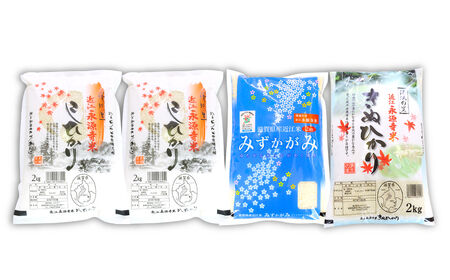 近江永源寺米コシヒカリ みずかがみ キヌヒカリ食べ比べ 8kg 株式会社カネキチ 滋賀県 東近江市 C06 米 近江米 3種