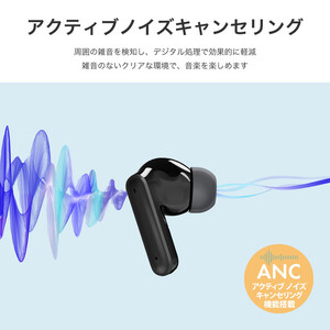 【ブラック】アクティブノイズキャンセリング搭載 完全ワイヤレスイヤホン Bluetooth 5.3 ANC 搭載 PG-BTE19TW AOS0006VC01