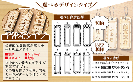 木製名入れキーホルダー2個セット ak-0010
