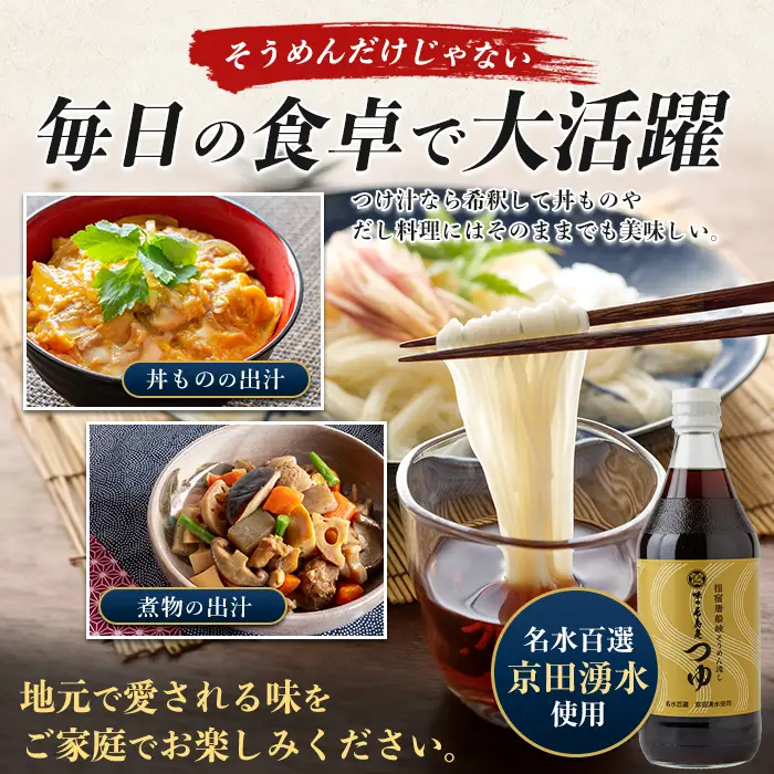 指宿唐船峡 味の長寿庵そうめんセット つゆ×3本 手延べそうめん×2袋 からしすみそ×2本 南物産 IB014-003 めんつゆ めんつゆ