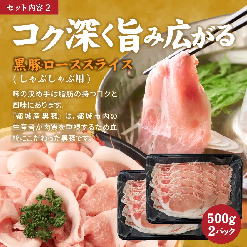 宮崎牛&黒豚ローススライスセット〔AC-N4-009〕_(都城市) 都城産宮崎牛 ローススライス 黒豚 しゃぶしゃぶ用