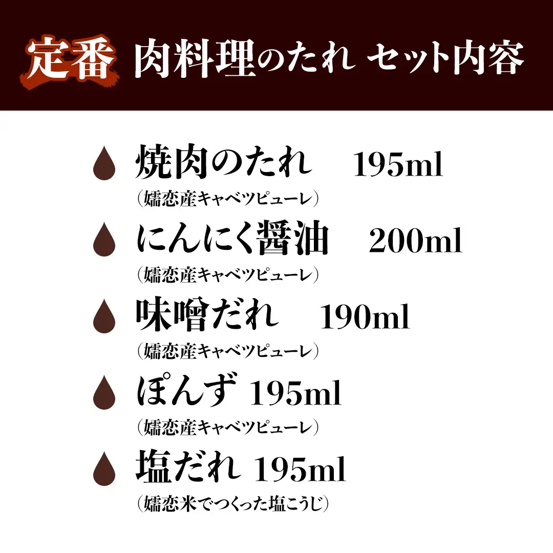 定番 肉料理のたれ 詰め合わせ 5種 × 1本 (計 5本 ) [AH058tu]