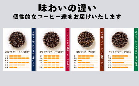 コーヒー 豆 深煎り 珈琲専門店の味わい4種 1.2kg (300g×4袋) 大袋 約1ヶ月分
