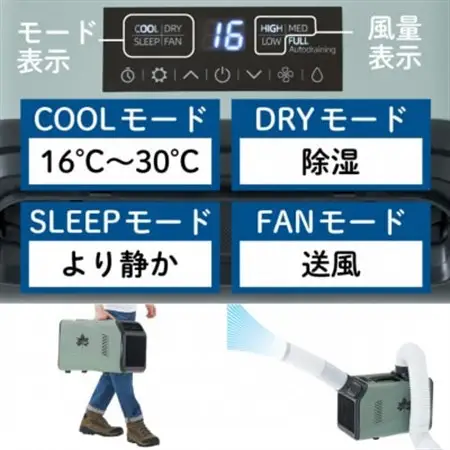 野電 エレキャン・エアコン ポータブル式でキャンプやBBQなどのアウトドアシーンに!74175100【1696225】