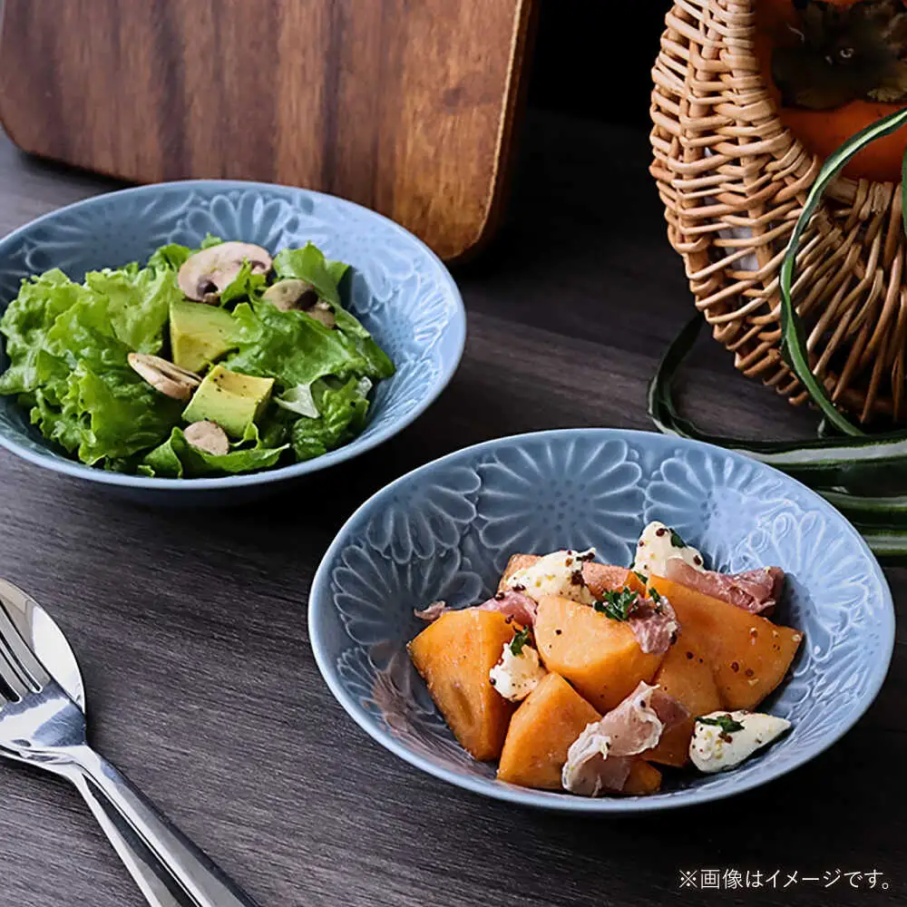 【波佐見焼】マリーゴールド　ボウルM ブルーグレー 2枚セット　食器 皿【翔芳窯】[FE464]