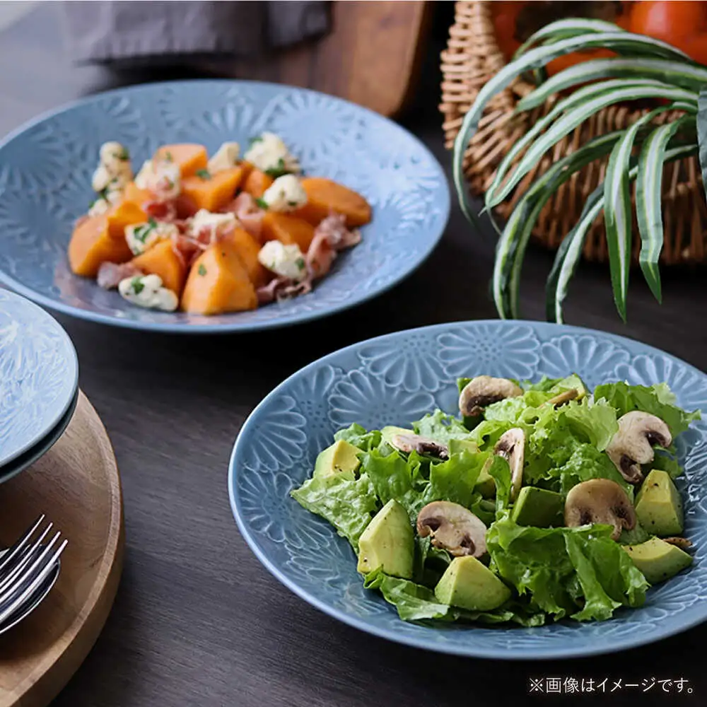 【波佐見焼】マリーゴールド　ボウルL ブルーグレー 2枚セット　食器 皿【翔芳窯】[FE476]