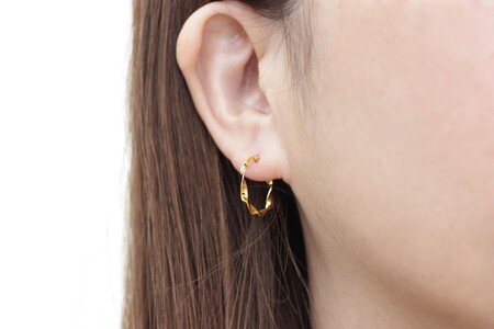 K18 ねじり地金フープピアス 05419【s】