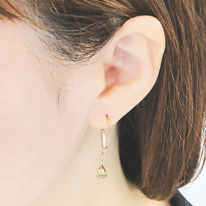 ピアス K18YG イエローゴールド ペリドット ダイヤモンド 0.06ct フレンチフックピアス レディース 18金 揺れるピアス キャッチレス つゆ 雫 ペアシェイプ 8月 誕生石 ジュエリー 【f284-k18yg-ps-pe】 ALPAZ191