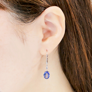 ピアス プラチナ Pt900 タンザナイト 大粒 オーバル4.0ct ダイヤモンド 0.06ct フレンチフックピアス レディース 揺れるピアス キャッチレス クリスマス 12月 誕生石 ジュエリー 【f284-pt-ov-ta】 ALPAZ193