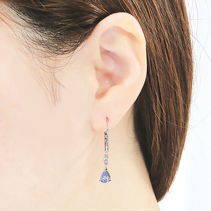 ピアス プラチナ Pt900 タンザナイト ダイヤモンド 0.06ct フレンチフックピアス レディース ペアシェイプ 雫 揺れるピアス キャッチレス クリスマス 12月 誕生石 ジュエリー 【f284-pt-ps-ta】 ALPAZ194