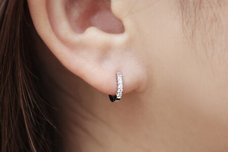 PT900 ダイヤフープピアス 中折れ式 0.1ct 05405