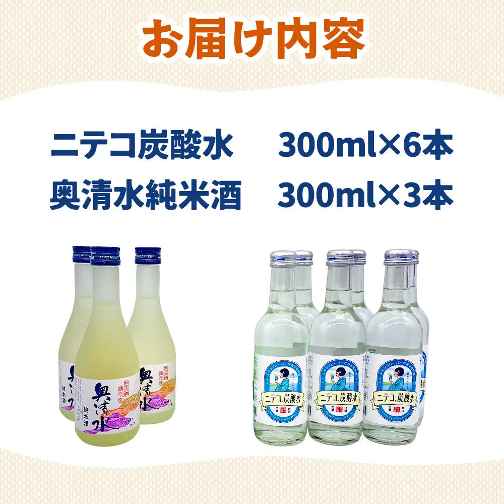 炭酸飲料 日本酒 ニテコ炭酸水6本と奥清水純米酒3本のセット
