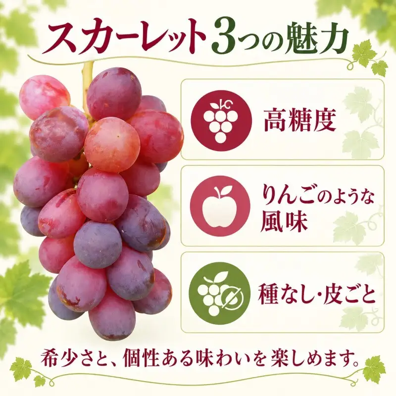 2026年産スカーレット約1kg　種なし 果物 葡萄 ぶどう マスカット フルーツ 長野県 駒ケ根市
