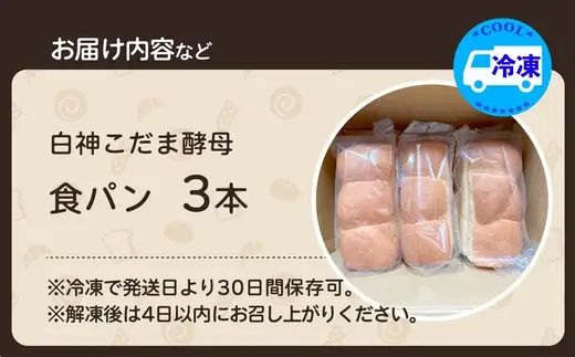白神こだま酵母食パン（3本）　【30P3009】【岩谷製パン】