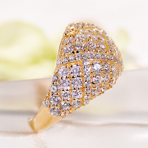 指輪 リング K18YG イエローゴールド ダイヤモンド 2.0ct パヴェ レディース ゴージャス ボリューム 幅広 18金 贅沢 2カラット ダイヤ Pave ステンドグラス ジュエリー 【f295-d-k18yg】ALPAZ187