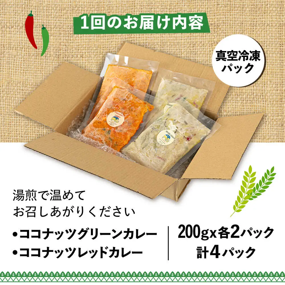 【全3回定期便】糸島グルメグランプリ受賞！タイカレー2種セット（ココナッツグリーンカレー・ココナッツレッドカレー） 糸島市 / ドゥワンチャン エスニック 辛口[AIQ003]