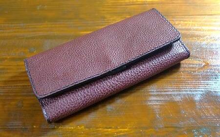 本革製長財布 (小銭・カード・お札ほか)＜グリーン＞ 国産牛ヌメ革 ハンドメイド 財布 長財布 ウォレット 本革 レザー 革製品 贈り物 ギフト グリーン  F6L-1296