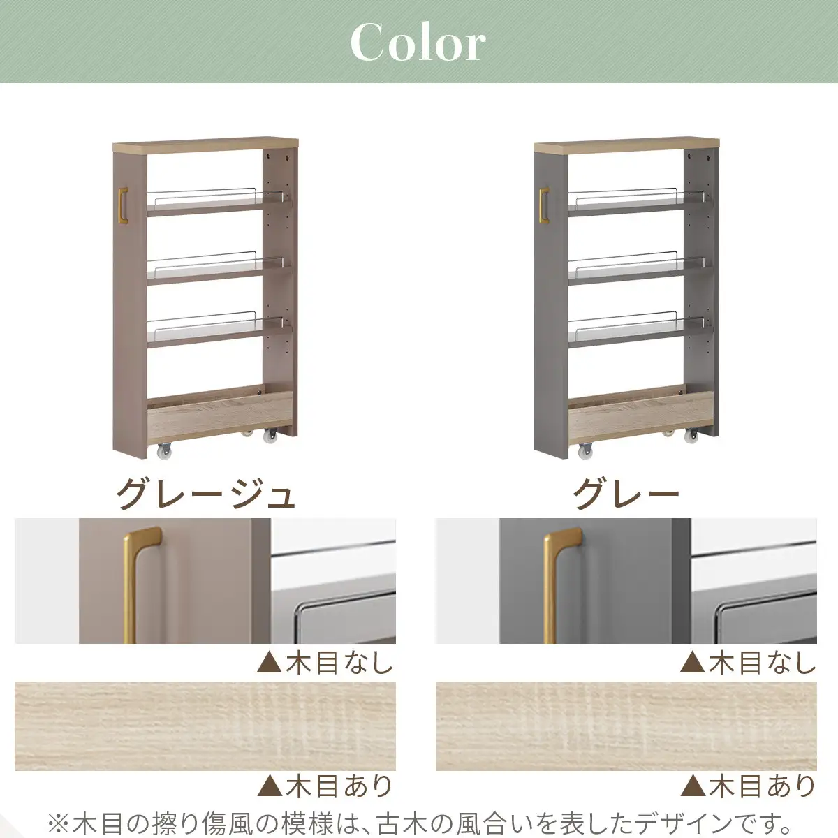 【完成品でお届け】すき間 ワゴンラック ロータイプ 幅16cm （グレー）キッチン 隙間収納 キャスター付き キッチンワゴン スリム 収納 キッチン隙間ワゴン キッチン隙間家具 ラック キッチン収納 KKANRA945069-16-GY