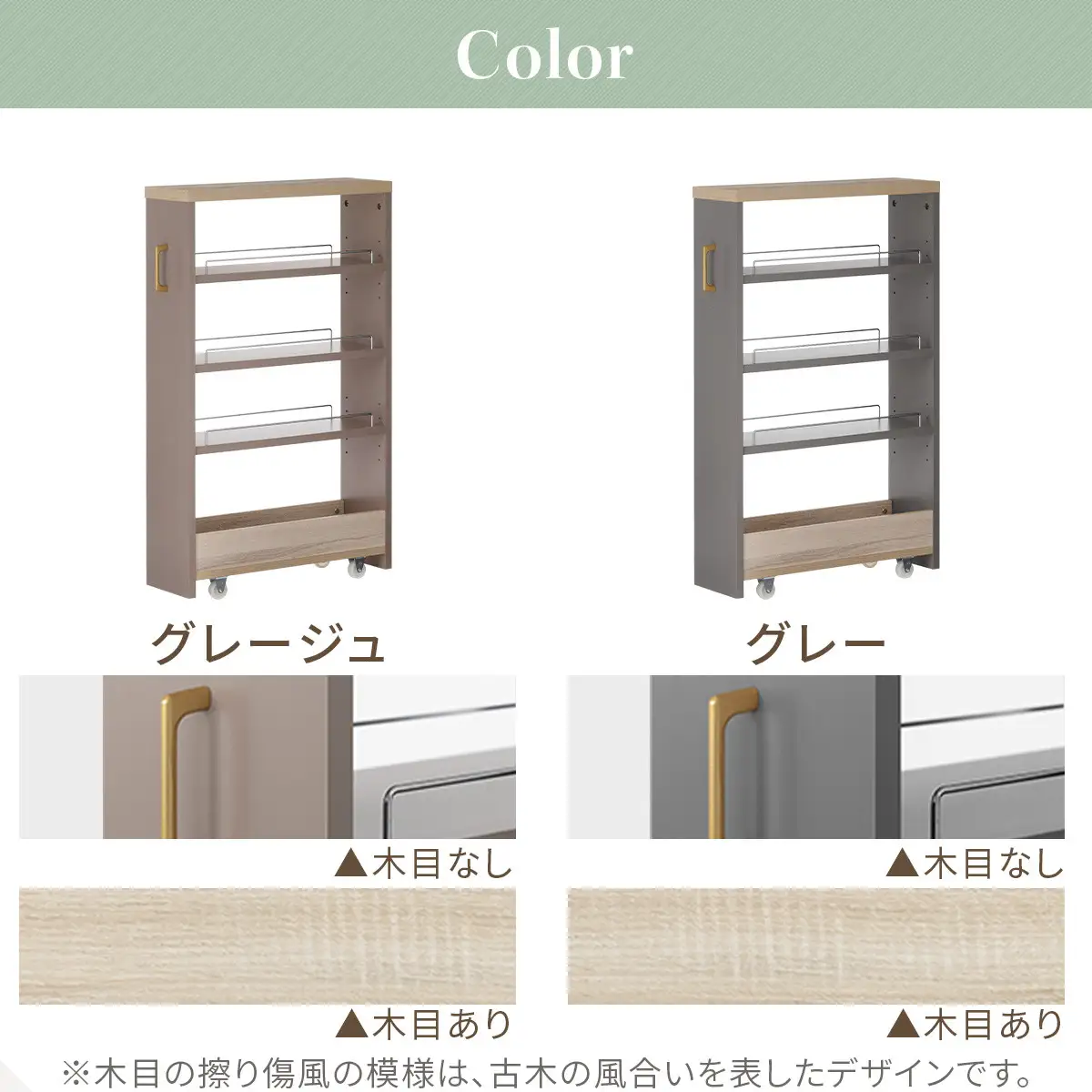 【完成品でお届け】すき間 ワゴンラック ロータイプ 幅18cm （グレー）キッチン 隙間収納 キャスター付き キッチンワゴン スリム 収納 キッチン隙間ワゴン キッチン隙間家具 ラック キッチン収納 KKANRA945069-18-GY