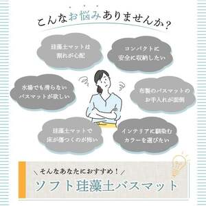 《洗濯機で洗える》ソフト珪藻土バスマット 【カラー・スモーキーグリーン】 ソフトタイプ 柔らか 60×40cm 6-240