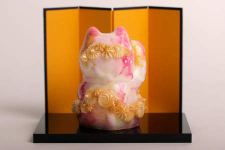【 京阪百貨店厳選 】坂本 幸雪　シュガーアート　招き猫ピンク（70×70×100ｍｍ）_OS048-0052-1