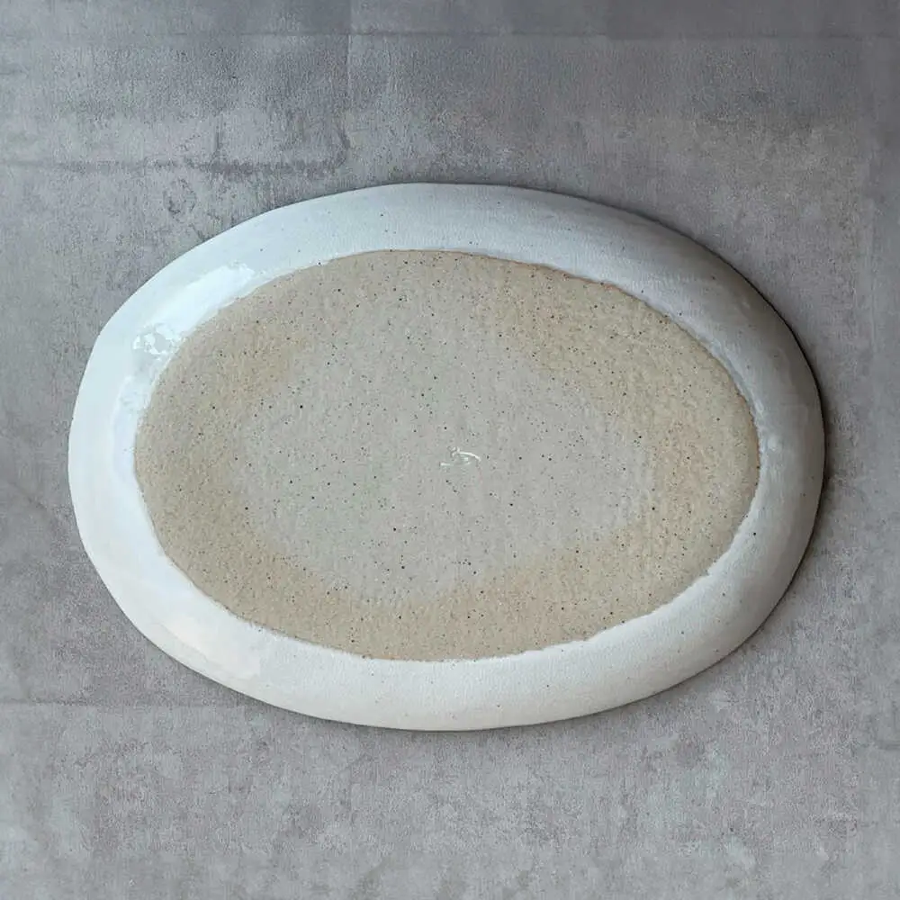 【瀬戸焼】 オーバルパスタ皿 粉引ストライプ呉須 2枚 【カネ三商店】 / 食器 皿 楕円皿 プレート ギフト / 瀬戸市[BBDD090]
