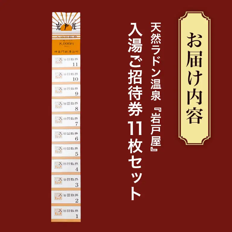 天然ラドン温泉『岩戸屋』入湯ご招待券 11枚 セット イベントやチケット等／入場券 温泉チケット おんせん 入浴