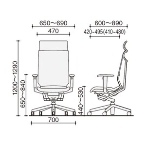 コクヨオフィスチェアー アガタ CR-G1263U1MLQ6E-V ヘッドレスト付き・可動肘付・背クッション（ダークネイビー）・革張り・ポリウレタン巻キャスター／在宅ワーク・テレワークにお勧めの椅子