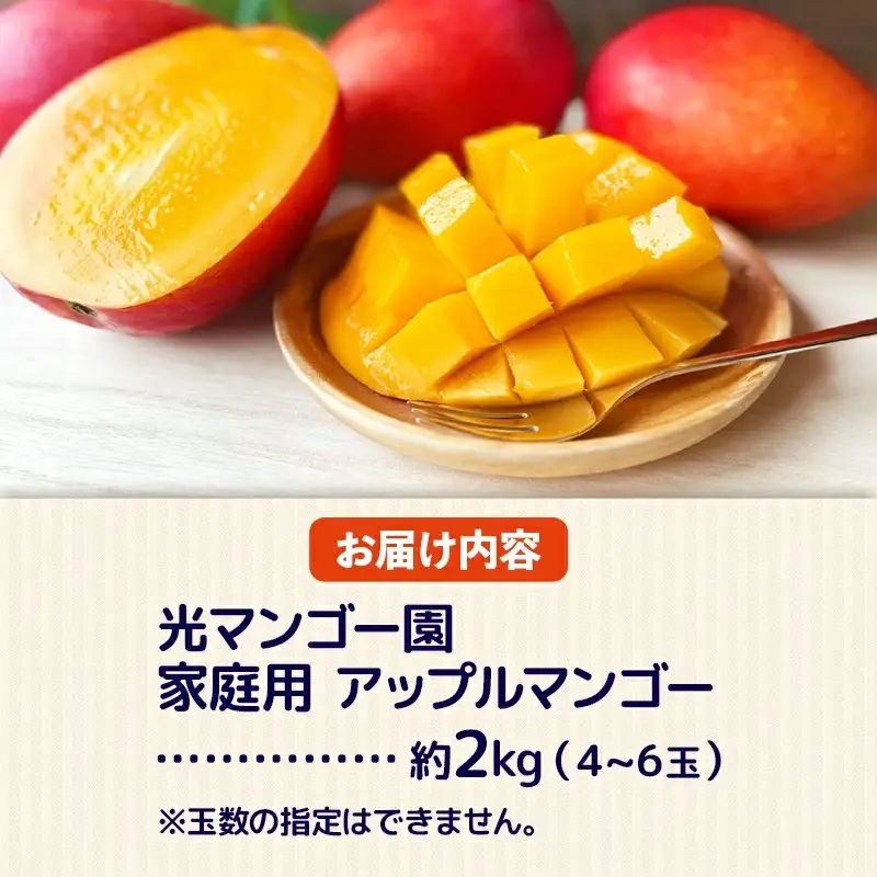 【先行受付】【2027年発送】光マンゴー園の家庭用アップルマンゴー約2kg（4～6玉）白箱 - ご自宅用 先行予約 沖縄県産 産地直送 南国フルーツ 旬の味覚 オススメ 沖縄県 八重瀬町