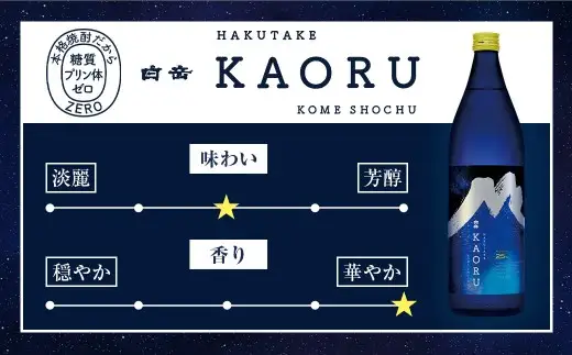 球磨焼酎 「 白岳KAORU 星空ボトル 900ml 」 1本 焼酎 お酒 酒 アルコール 米焼酎 白岳 KAORU 白髪岳 フルーティ 吟醸香