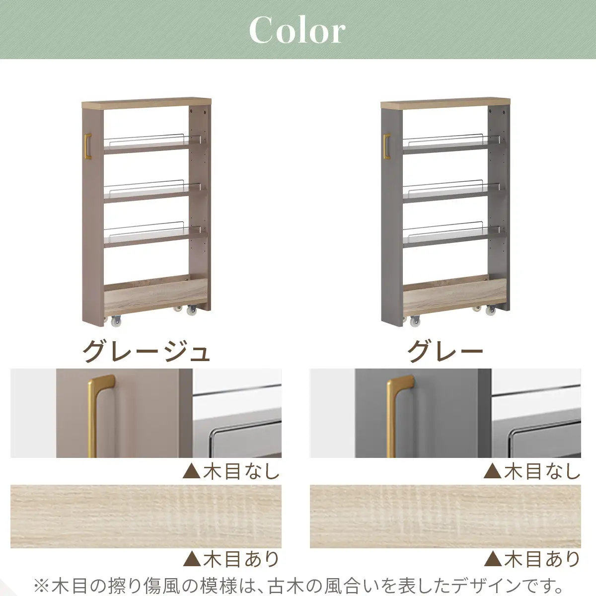 【完成品＋設置付き】すき間 ワゴンラック ロータイプ 幅14cm （グレー）キッチン 隙間収納 キャスター付き キッチンワゴン スリム 収納 キッチン隙間ワゴン キッチン隙間家具 ラック キッチン収納 KKONRA945068-14-GY