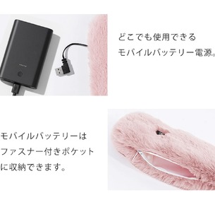 ヒートマフラー 電熱マフラー マイクロファイバー 洗濯可 ヒーター内蔵 LF-HM010 ブラック