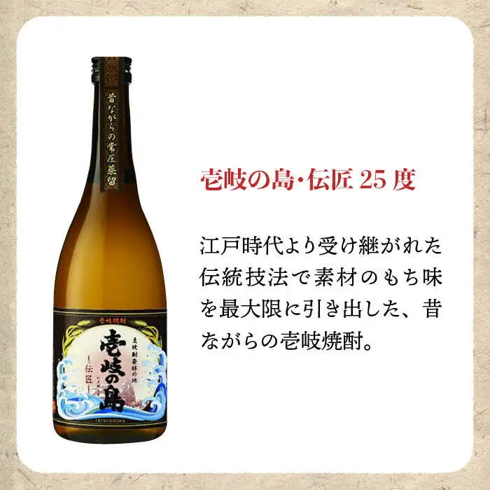 麦焼酎 飲み比べ 2種×720ml（25度）【壱岐の島・伝匠/壱岐の島】《壱岐市》【壱岐の蔵酒造】[JBK010] 焼酎 壱岐焼酎 むぎ焼酎 麦焼酎 本格焼酎 お酒 ギフト プレゼント 地酒 飲み比べ セット 11000 11000円[JBK010]