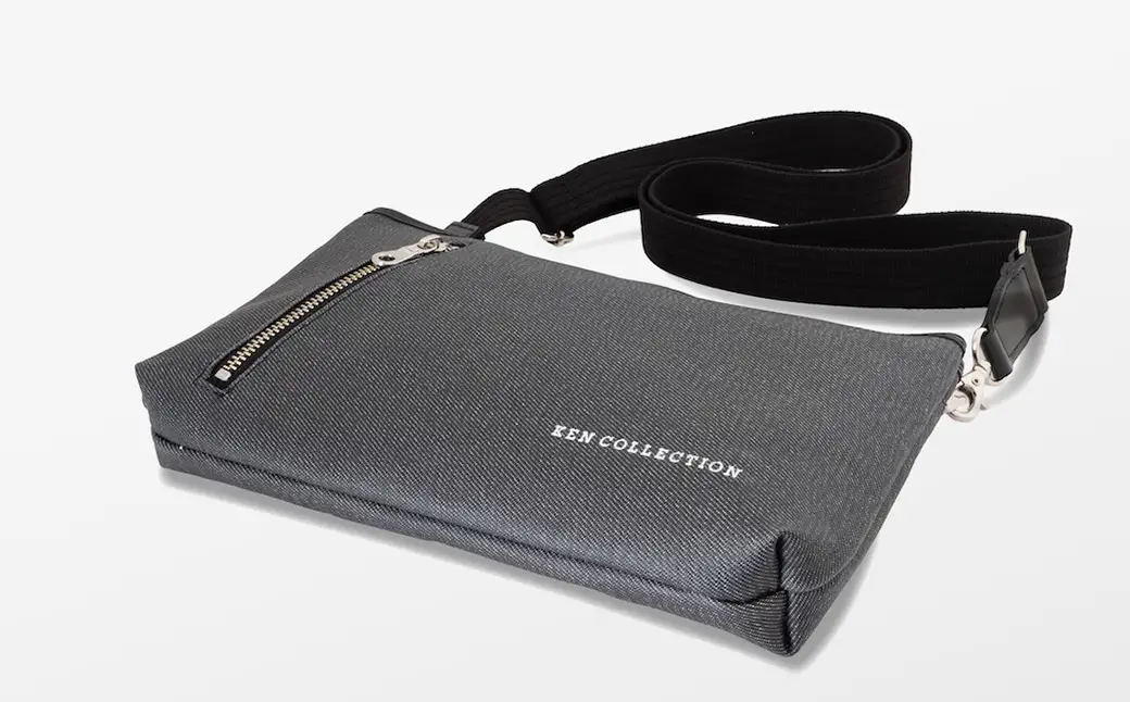 KEN COLLECTION デニムショルダーバッグ ( KC-2302 ) ストーンブラック / ショルダーバッグ デニム生地 防水効果 色落ち防止 PVCコーティング クラッチバッグ インナーバッグ シンプル 無地 メンズ レディース 黒 三宅