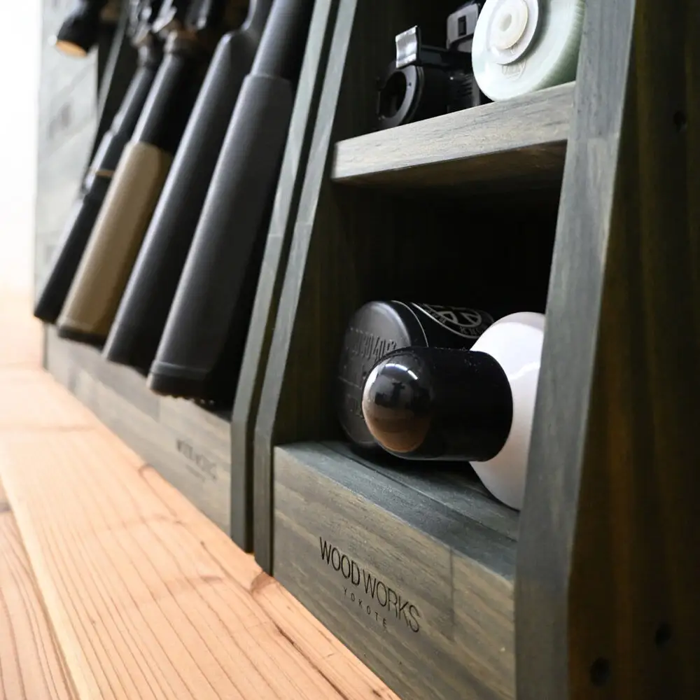 WOOD WORKS マガジン ( 弾倉 ) ラック 4段【本体:ミリタリーグリーン】完成品