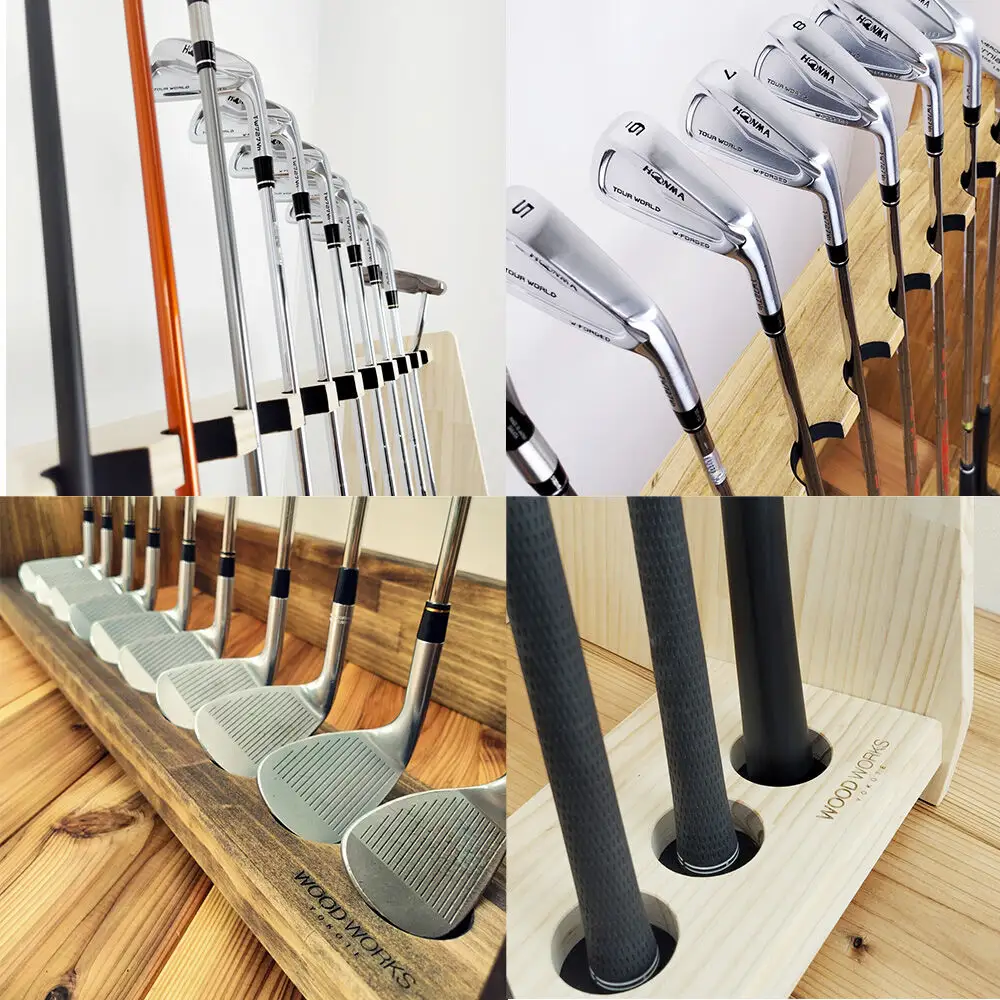 WOODWORKS ゴルフクラブスタンド10本掛け 【本体カラー：ナチュラル】完成品
