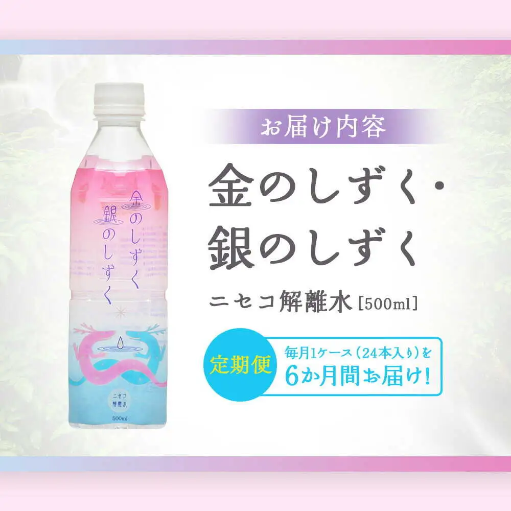 【全6回定期便】 ニセコ解離水 金のしずく・銀のしずく 500ml×24本 | 水 保存水 軟水 ミネラルウォーター 羊蹄山 解離水 | 株式会社アプロディーテ[BPAH003]