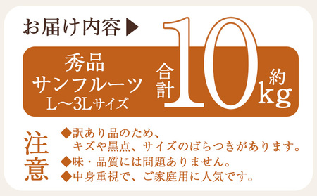 ＜秀品 サンフルーツ (L～3Lサイズ) 約10kg＞果汁 愛媛 蜜柑 ミカン みかん 果物 フルーツ 柑橘 国産 秀品 ギフト 贈答用 贈り物 贈物 プレゼント 愛媛県産 西予市産 西宇和 特産品 丸二青果 愛媛県 西予市【常温】『2026年3月上旬から順次出荷予定』MMY0025