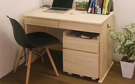 【2個口発送】 ハンドメイド 天然木 パイン材 デスク（学習机）「エル」2点セット 勉強机 学習デスク 机セット 木製 パイン 椅子 学習机 手作り