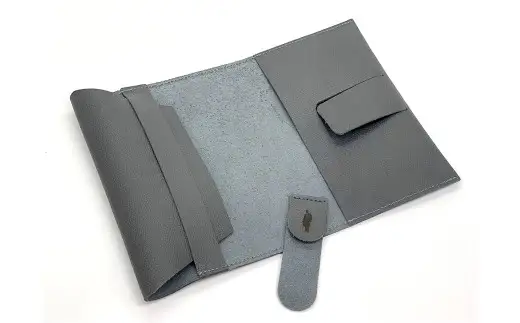 渋沢栄一翁 レザーブックカバー ＆ しおり セット （ ダークグレー ） ブックカバー 栞 レザー 文庫サイズ シンプル デザイン フランス革 牛革 革 革製品