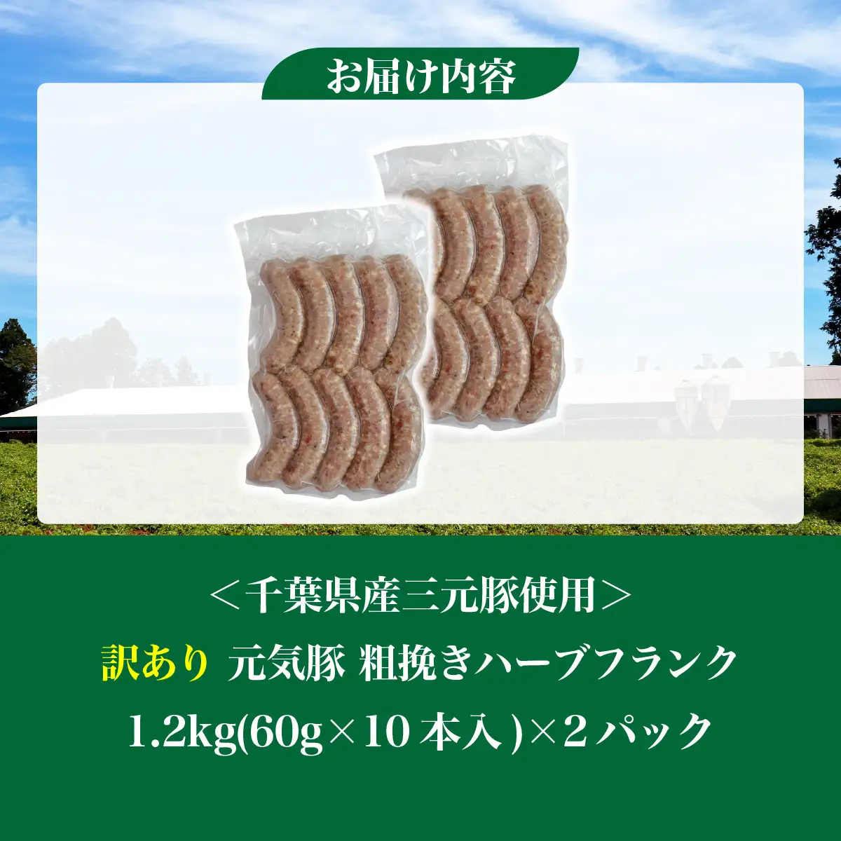 訳あり　元気豚 粗挽きハーブフランク 1.2kg【60g×10本入×2パック】_元気豚 粗挽き ハーブ フランク 訳あり_【配送不可地域：離島・沖縄県】 TAKB060