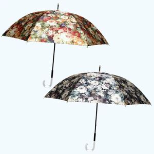 傘 レディース 雨傘 長傘 サテン織り 手開き 花柄 173511 日本製 ブラック ／ まちづくり観光振興機構 エレガント 軽い 奈良県 田原本町